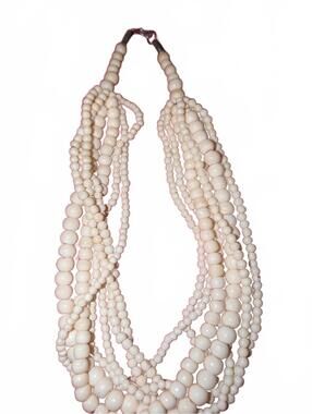 Multi-Strand Bone Beaded Necklace with Metal Clasp
